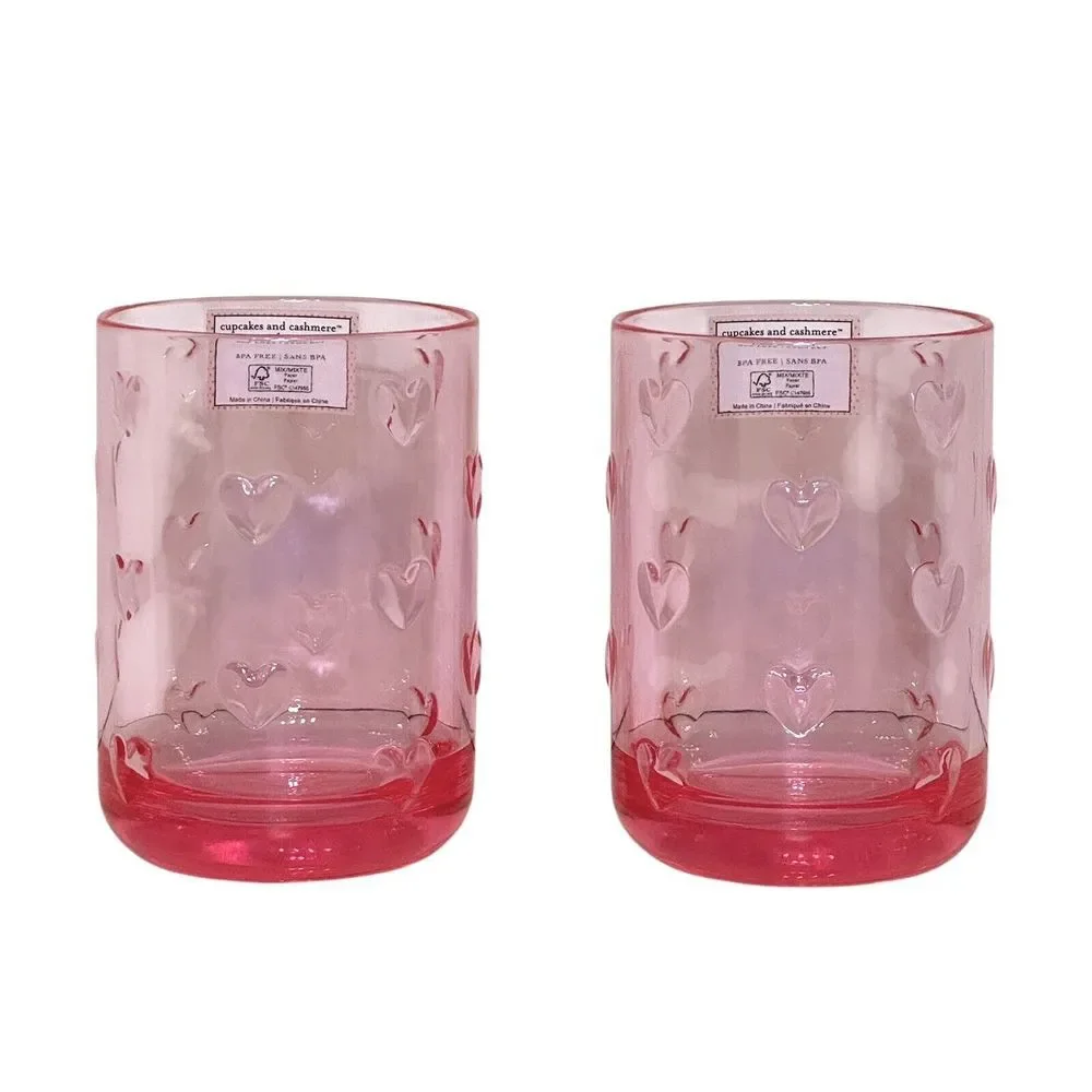 Cupcakes and Cashmere PINK Heart Acrylic Tumblers 4.5